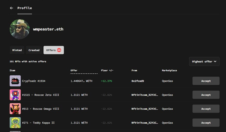 Scoping NFT offers with mint.fun 💰